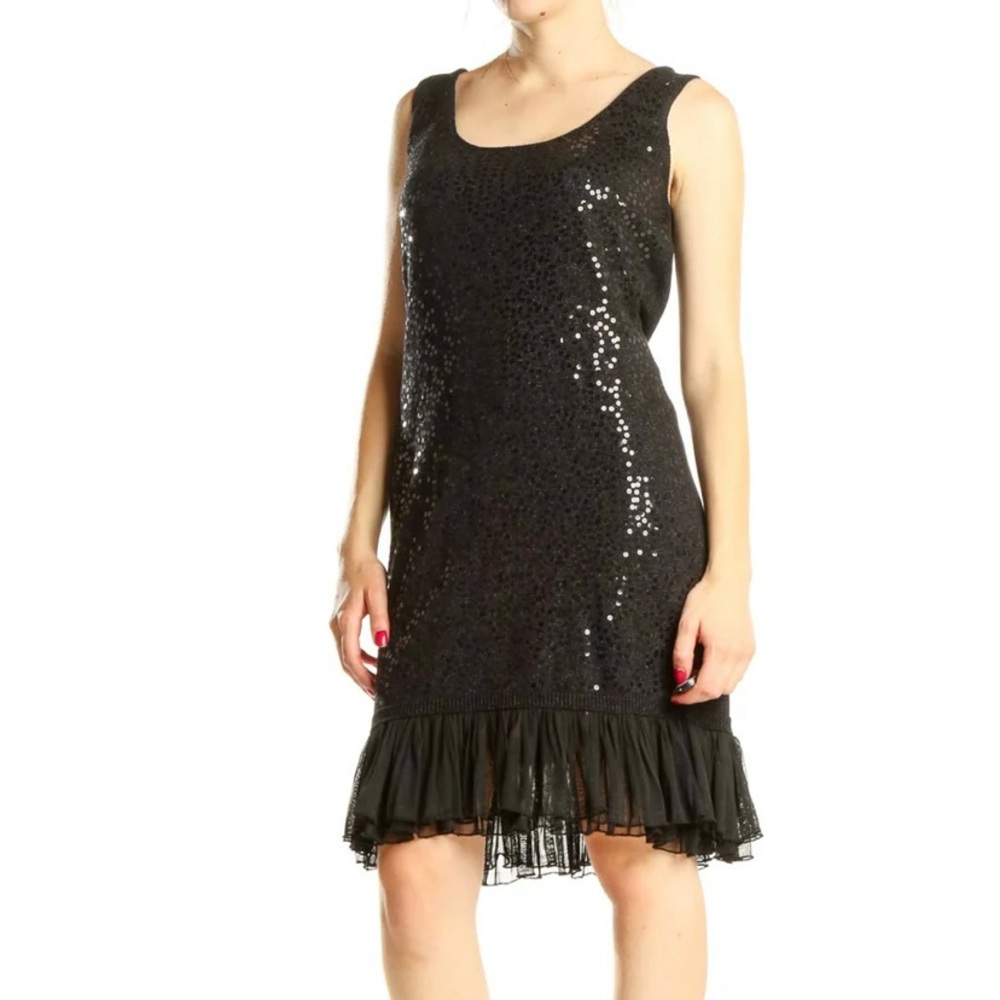 Vivienne Tam Black Sequined Sleeveless Dress Size Petite Small